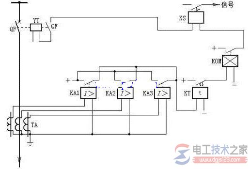 定时限过电流保护接线图及工作原理