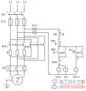 定子绕组串接电阻降压起动的电气原理接线图