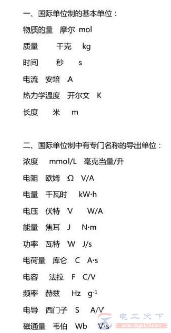 电力单位符号大全