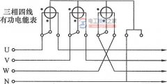 三相四线有功电能表第三相电流进出线接反的错误接线图