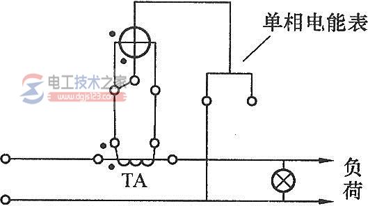 单相电能表附电流互感器的正确接线图