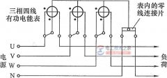 三相四线有功电能表的进线零线剪断后接电能表零线端子的错误接线图