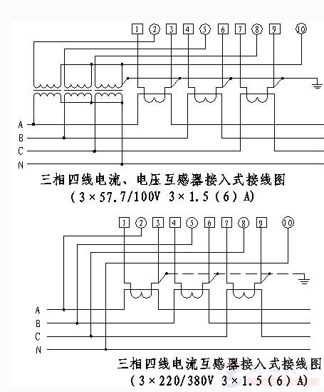 三相四线电子式电能表怎么接线，附多个接线图