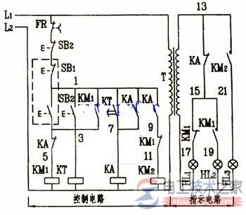 自耦变压器降压启动的控制电路图