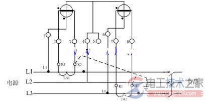 带电流互感器的三相电表接线图