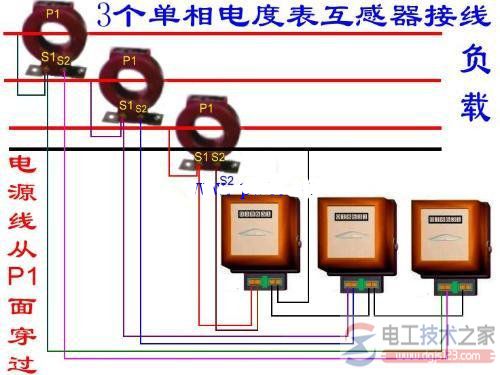 带电流互感器的三相电表接线图