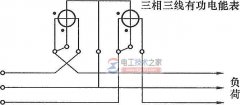 三相三线有功电能表第一相电流极性接反的错误接线图