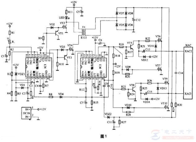 一款车载逆变器电路图及工作原理分析 一款车载逆变器电路图及工作原理分析