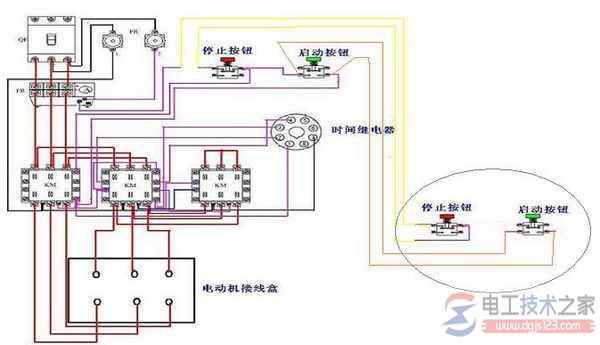 电机两地控制方法及电路图