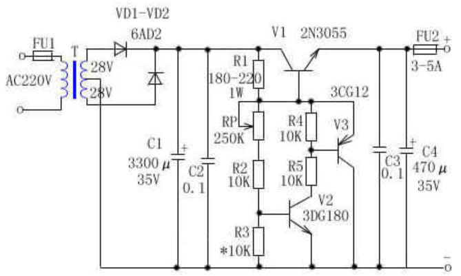 大电流可调稳压电源电路的原理说明 大电流可调稳压电源电路的原理说明