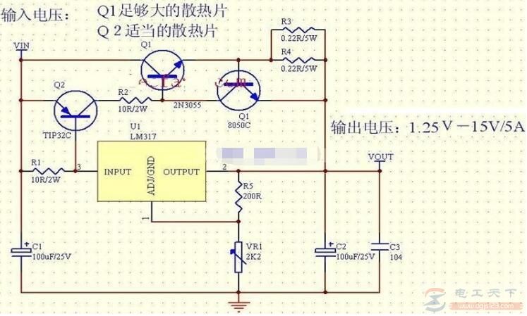 可调稳压器LM317的软启动电路原理