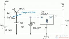 一例7805稳压电源的扩流电路图