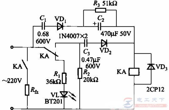 一例简单的交流电源短路保护电路
