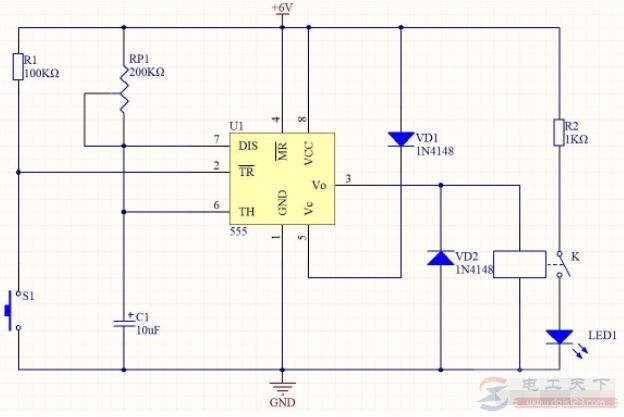 555芯片设计的延时定时器电路原理分析