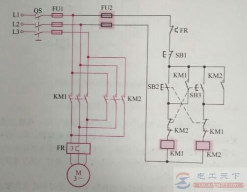 一例按钮与接触器复合连锁的正反转控制线路