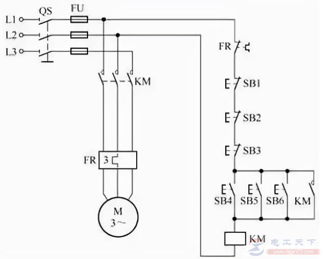 一例多地启停控制电路的工作原理 一例多地启停控制电路的工作原理