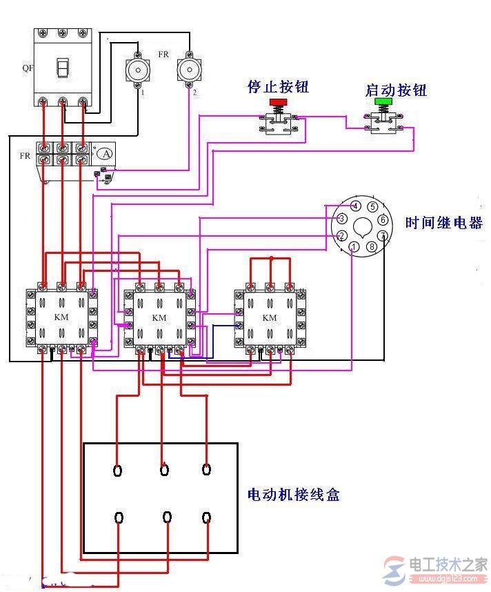 电机正反转星三角启动的电路原理图