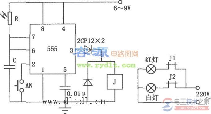 几款555延时电路实现延时定时功能的接线图