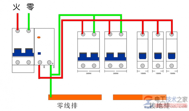 家用空气开关接线方式_家庭空气开关接线图