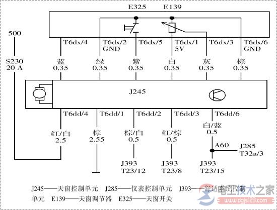 【图】帕萨特天窗电路原理图与常见故障排除方法