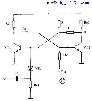 带延时功能的单稳电路(集基耦合单稳电路与集成化单稳电路) 带延时功能的单稳电路(集基耦合单稳电路与集成化单稳电路)