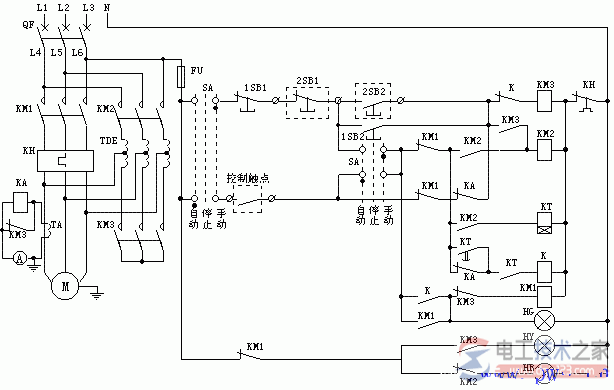 电动机自耦降压起动电气控制原理图如何设计？
