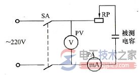 测电压与电流法检测单相电动机电容器容量值的方法