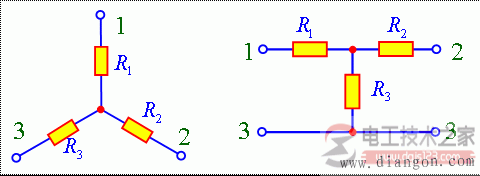 电阻星形网络与三角形网络等效变换的方法图解