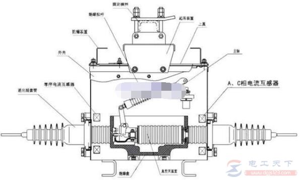 真空断路器内部结构图及编号说明