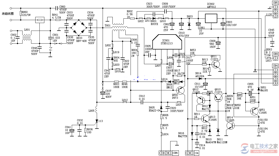 松下L15电源电路组成与原理图说明