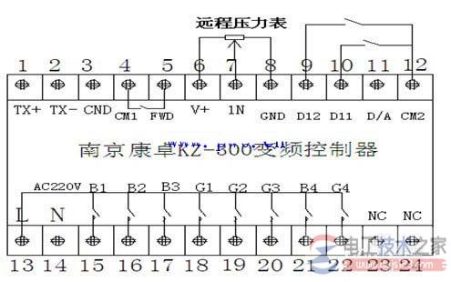 恒压供水变频器接线端子的电路原理图 恒压供水变频器接线端子的电路原理图
