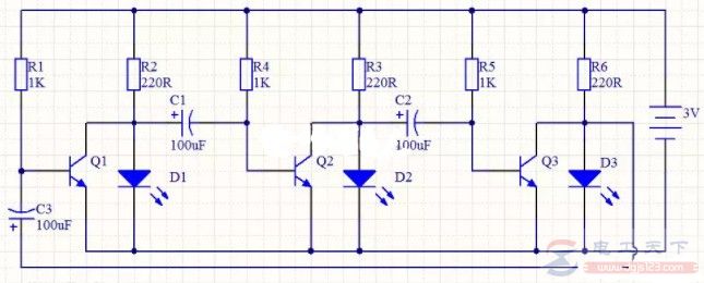 一例循环LED彩灯电路的工作原理说明 一例循环LED彩灯电路的工作原理说明