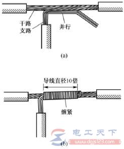 多股铜芯导线的T字形连接方式