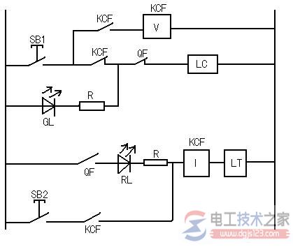 断路器控制回路的原理图，断路器增加防跳回路与闭锁回路