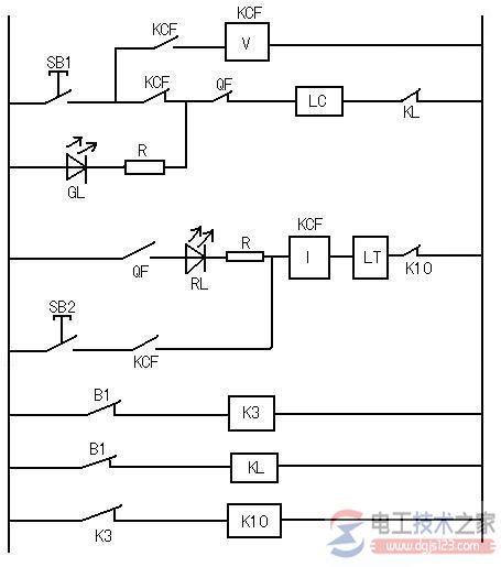 断路器控制回路的原理图，断路器增加防跳回路与闭锁回路