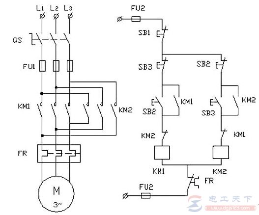 一例双重连锁可逆控制电路的工作原理