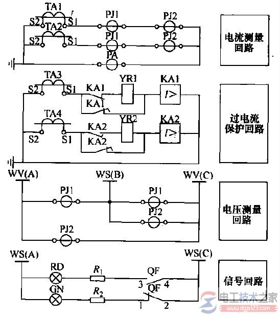 一个高压线路二次回路展开式电路图