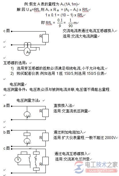 电工测量仪表测量项目与测量条件