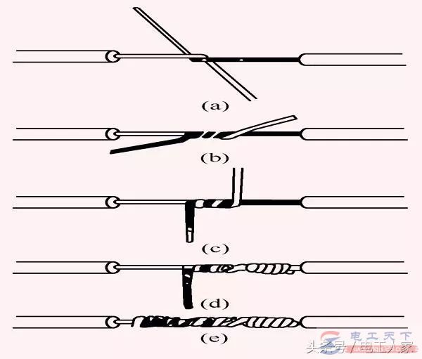 单股铜芯导线的T字形连接方式
