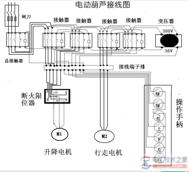 二个电动葫芦接线图