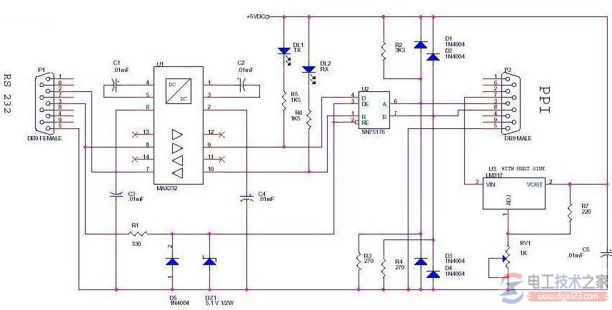 西门子S7-200编程电缆的结构原理图