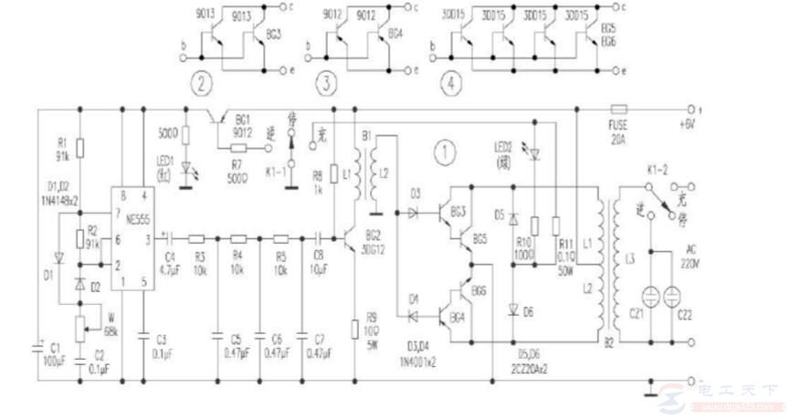 555作逆变器的四种电路图，多图详解555作逆变器的原理设计指南