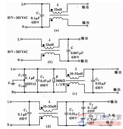 【图】开关电源EMI滤波器电路的典型电路图