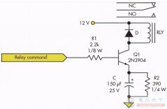 一个降低继电器线圈功耗的电路图