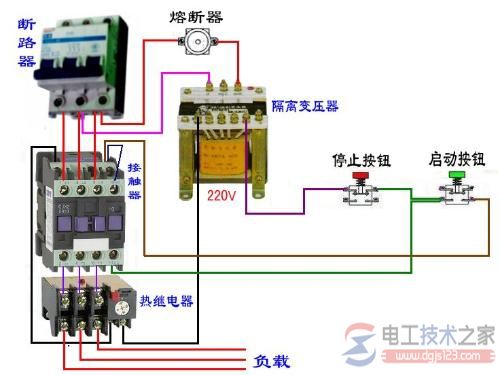 热过载继电器的实物接线图