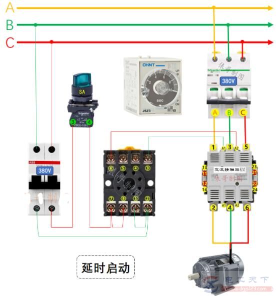 通电延时型时间继电器的接线方法图解