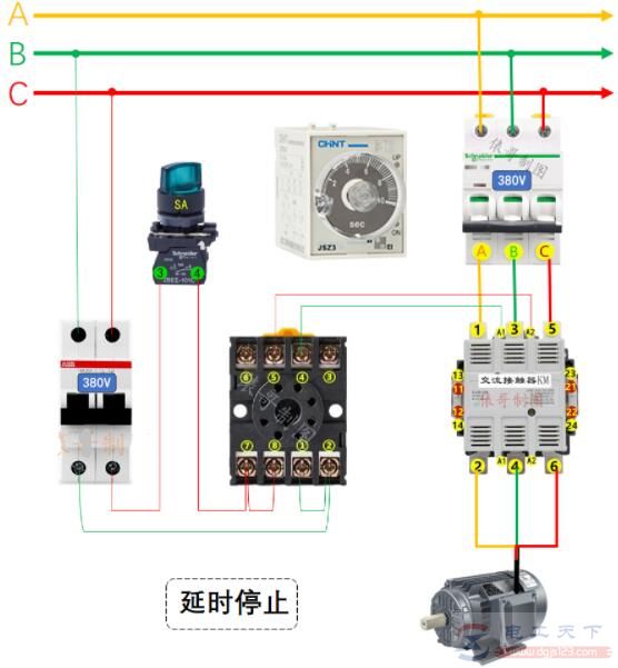 通电延时型时间继电器的接线方法图解