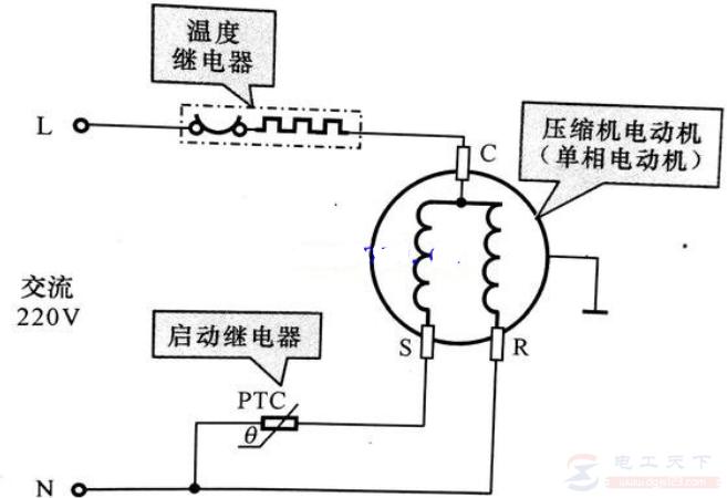 温度继电器的控制原理图及连接方式