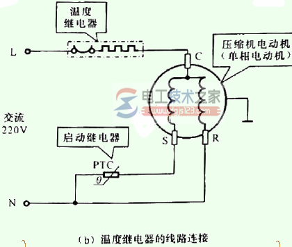 温度继电器的连接关系示意图