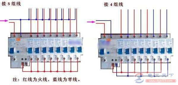 一例8极漏电开关的接线图 一例8极漏电开关的接线图
